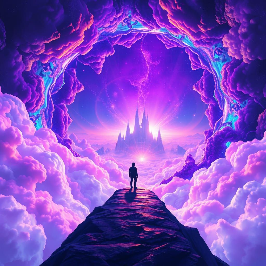 Stepping into Eternity with Vibrant Cosmic Colors