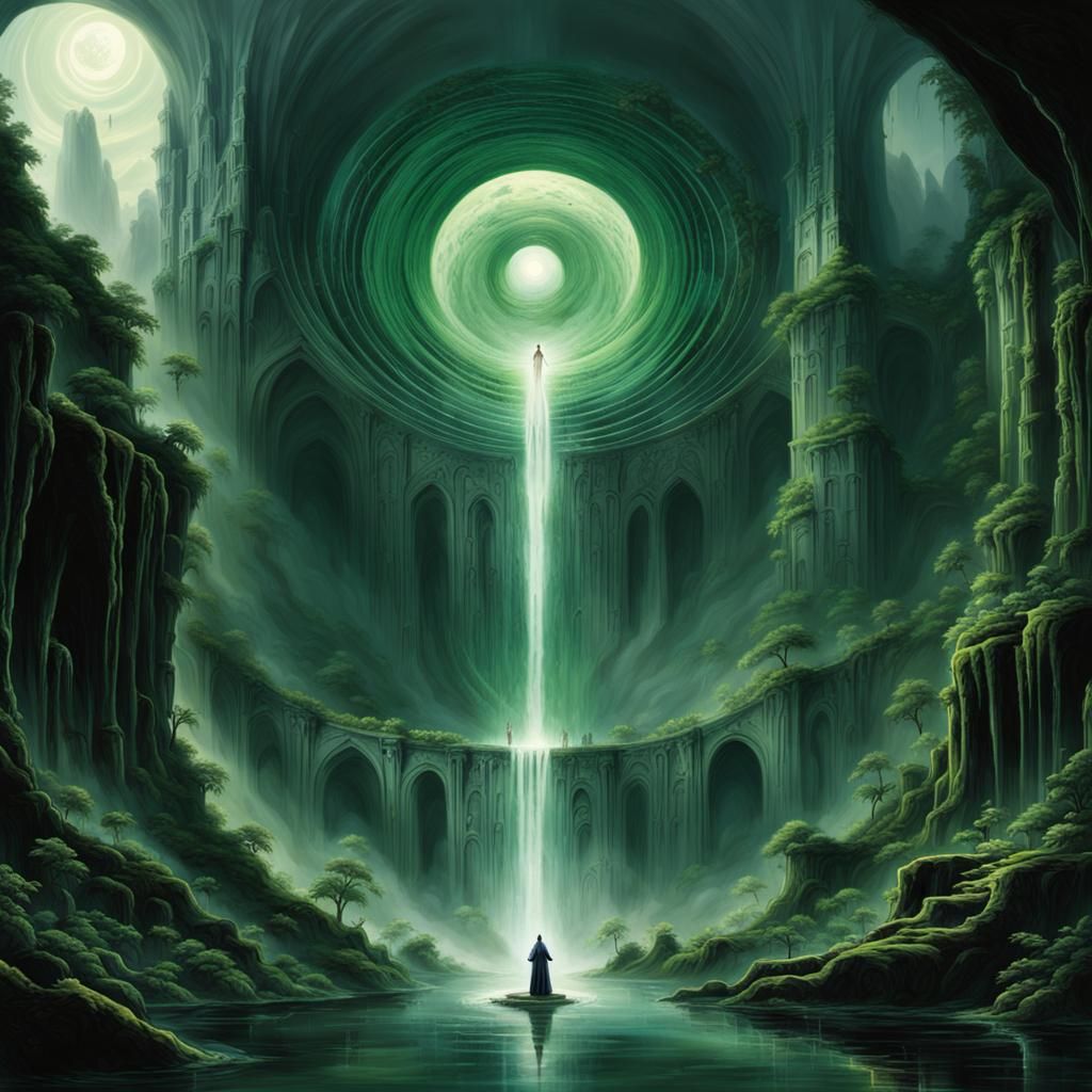 Dark Fantasy Cavern with Concentric Circles