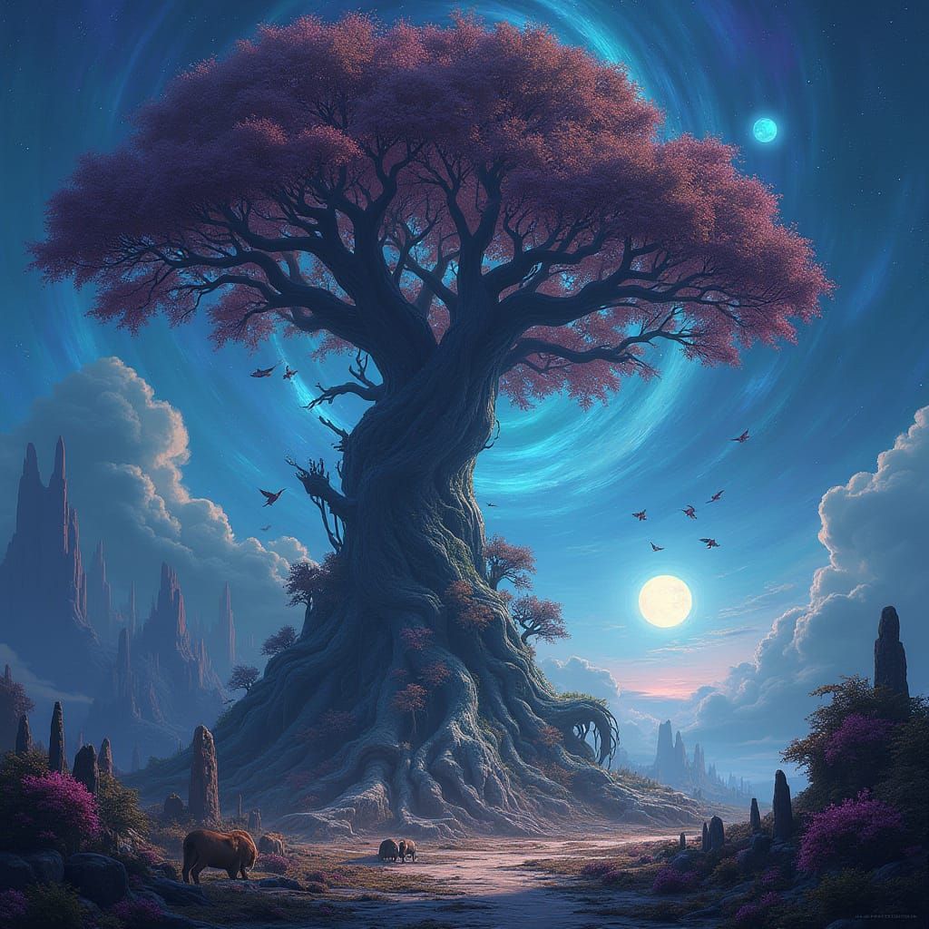 Glowing Tree Dominates Alien World in Vibrant, Iridescent Co...