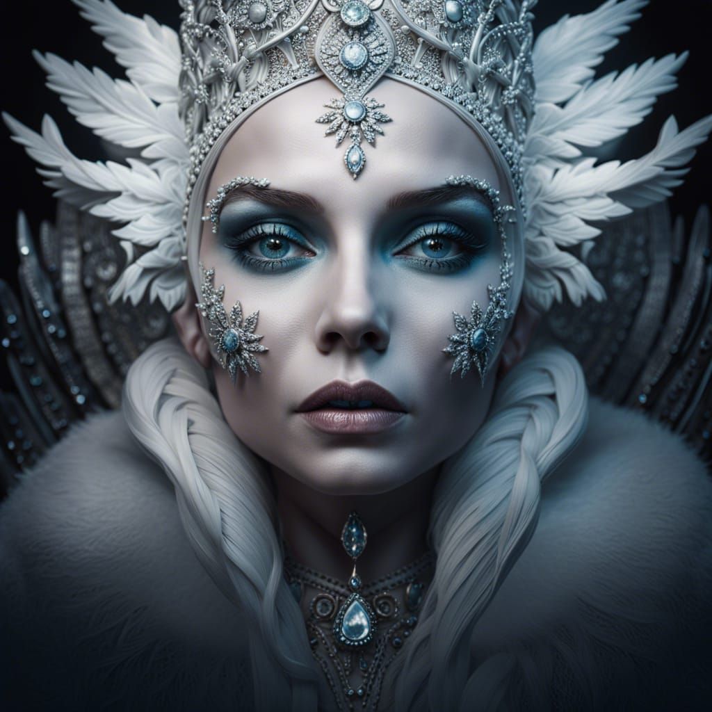 Snow Queen Goddess Portrait in Cinematic Style