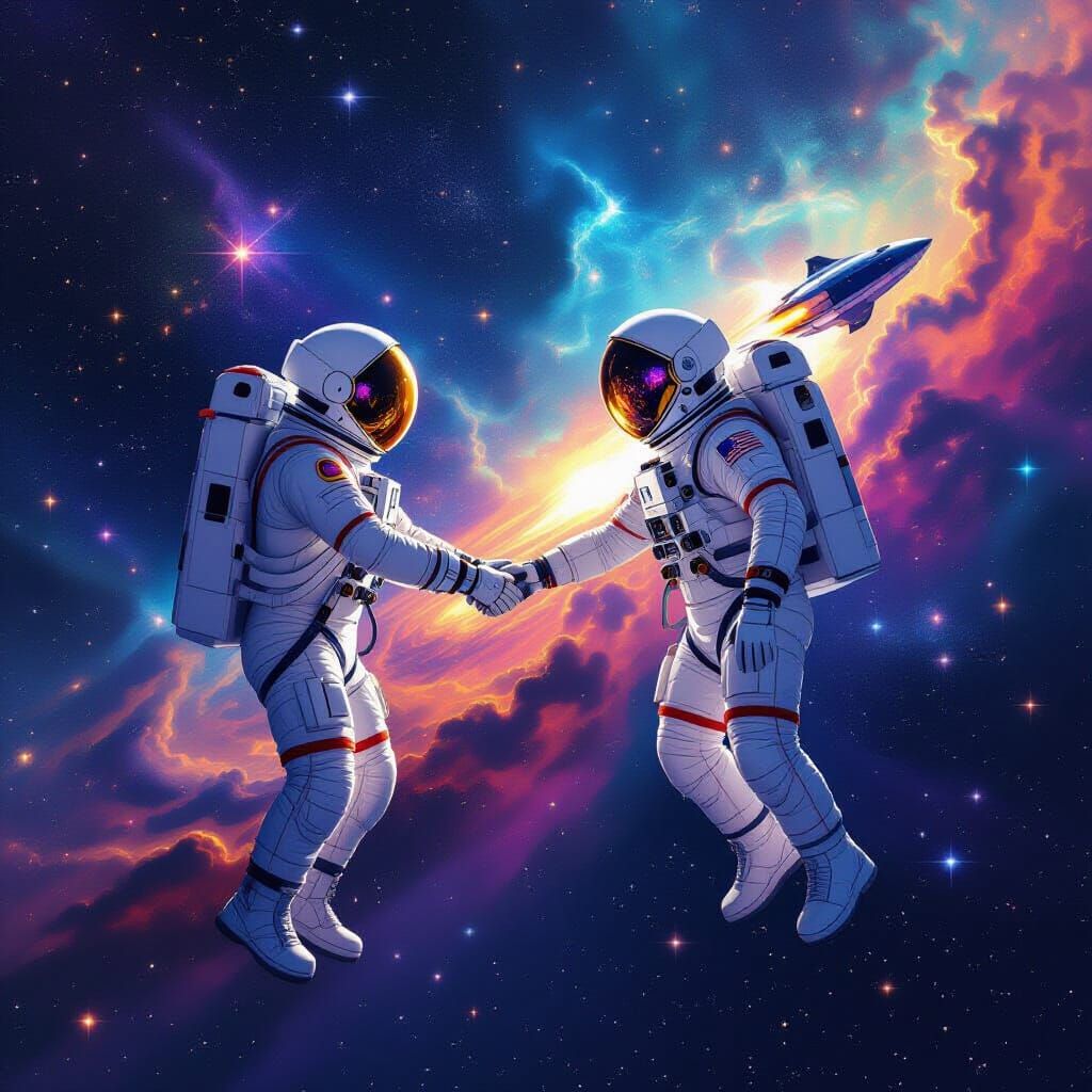 Astronauts in Space Soaring Through the Cosmos
