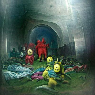 Teletubbies Horror in Gustave Doré Style