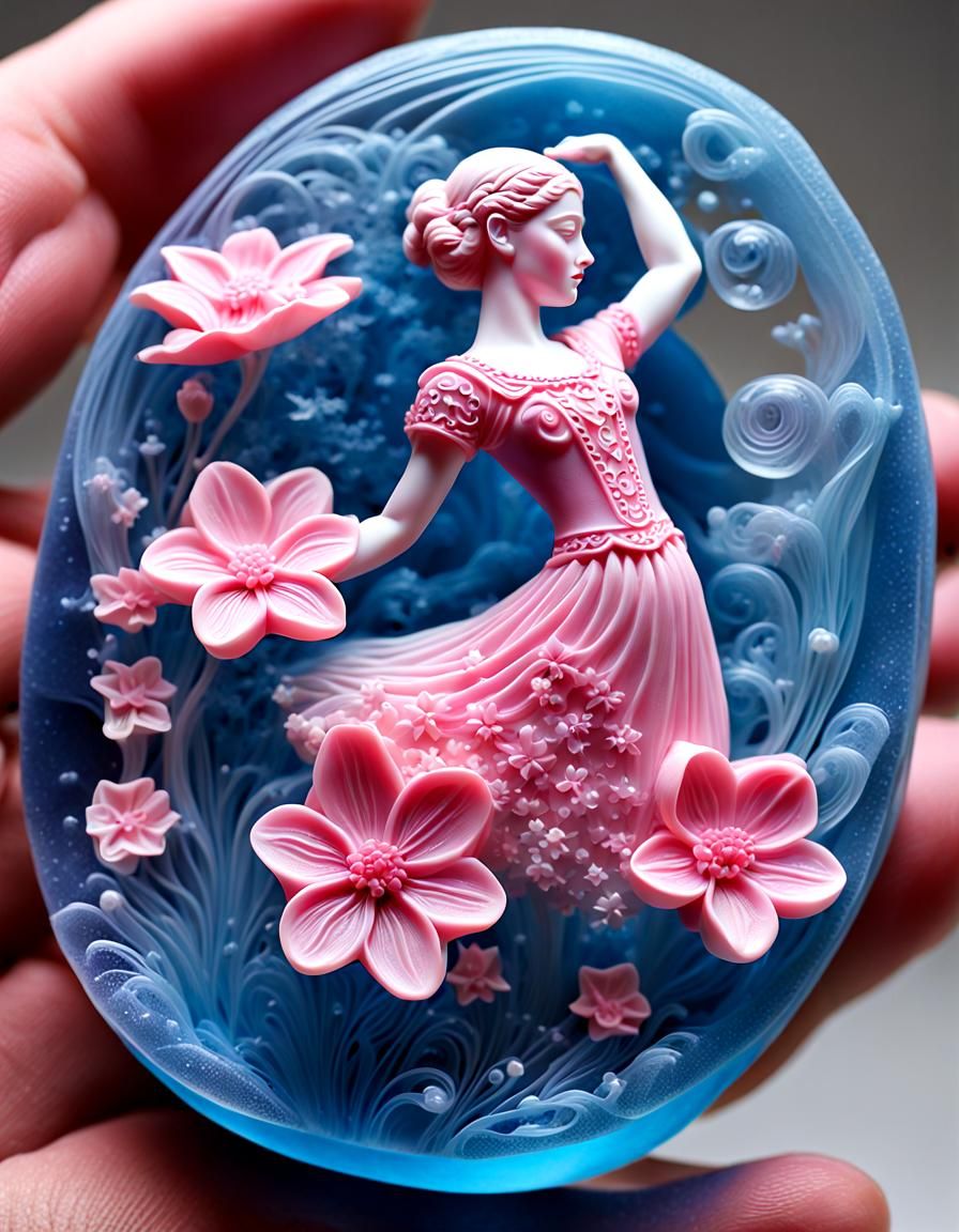 Pink lilie-Blue lilie statue.