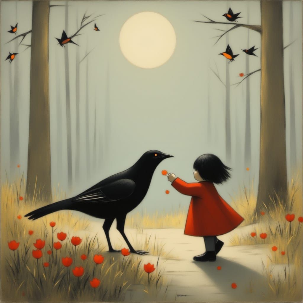 Toddler and Bird in Paris-Inspired Style