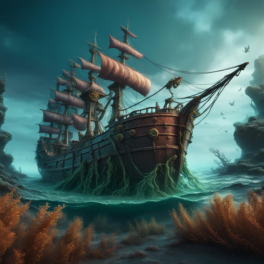 Magical Seaweed Rescues Ship in Detailed Matte Painting