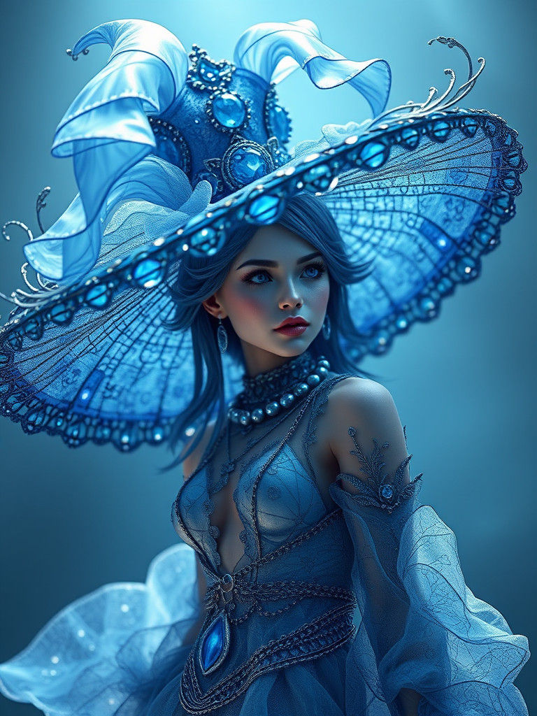 Woman in Enormous Hat with Symphonic Blues