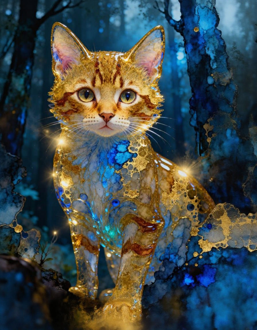 AI-Generated Glass Cat Sculpture