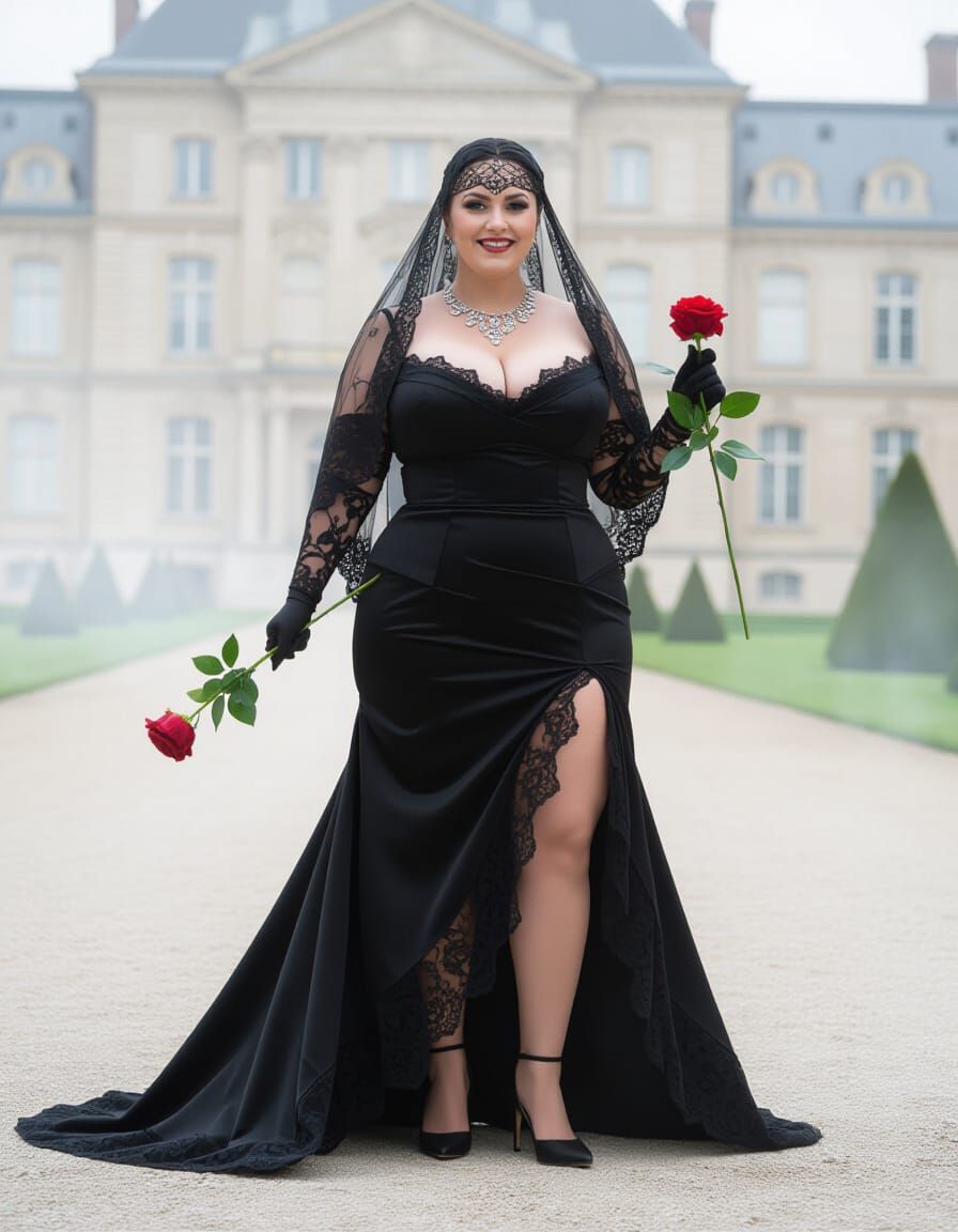 Mysterious Egyptian Woman in Black Lace Attire