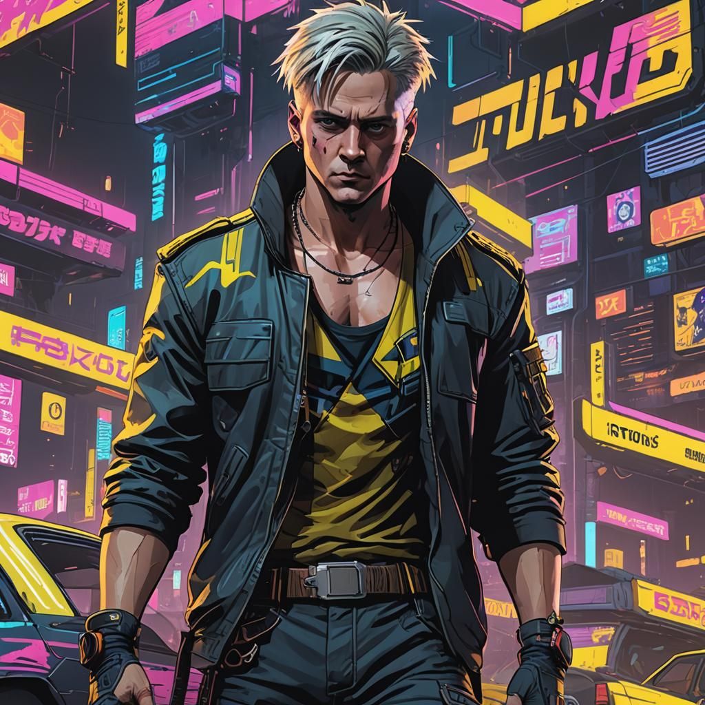 Cyberpunk Cityscape in Neon Style