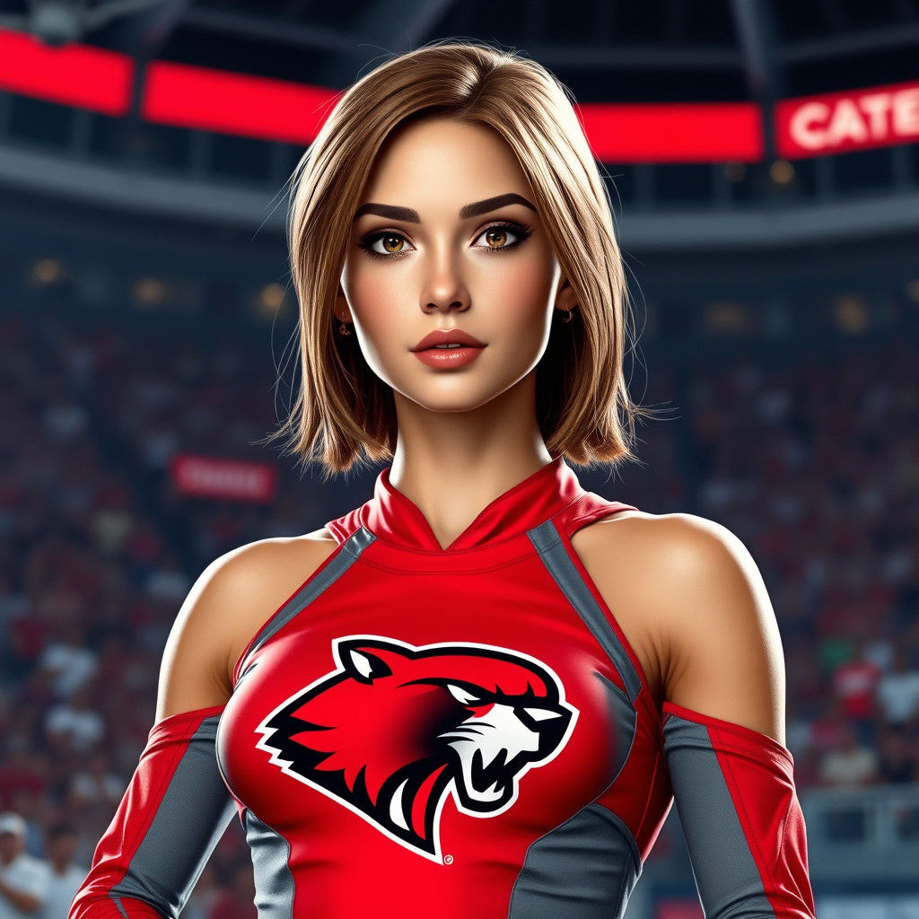Confident Cheerleader in Futuristic Cyberpunk Style