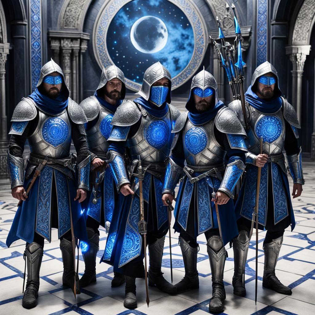 Medieval Archers in Moon Temple with Glowing Arrows