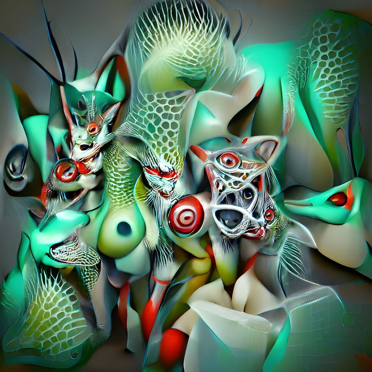 Hyperrealistic Insectoid Gear in Neon Cubist Style