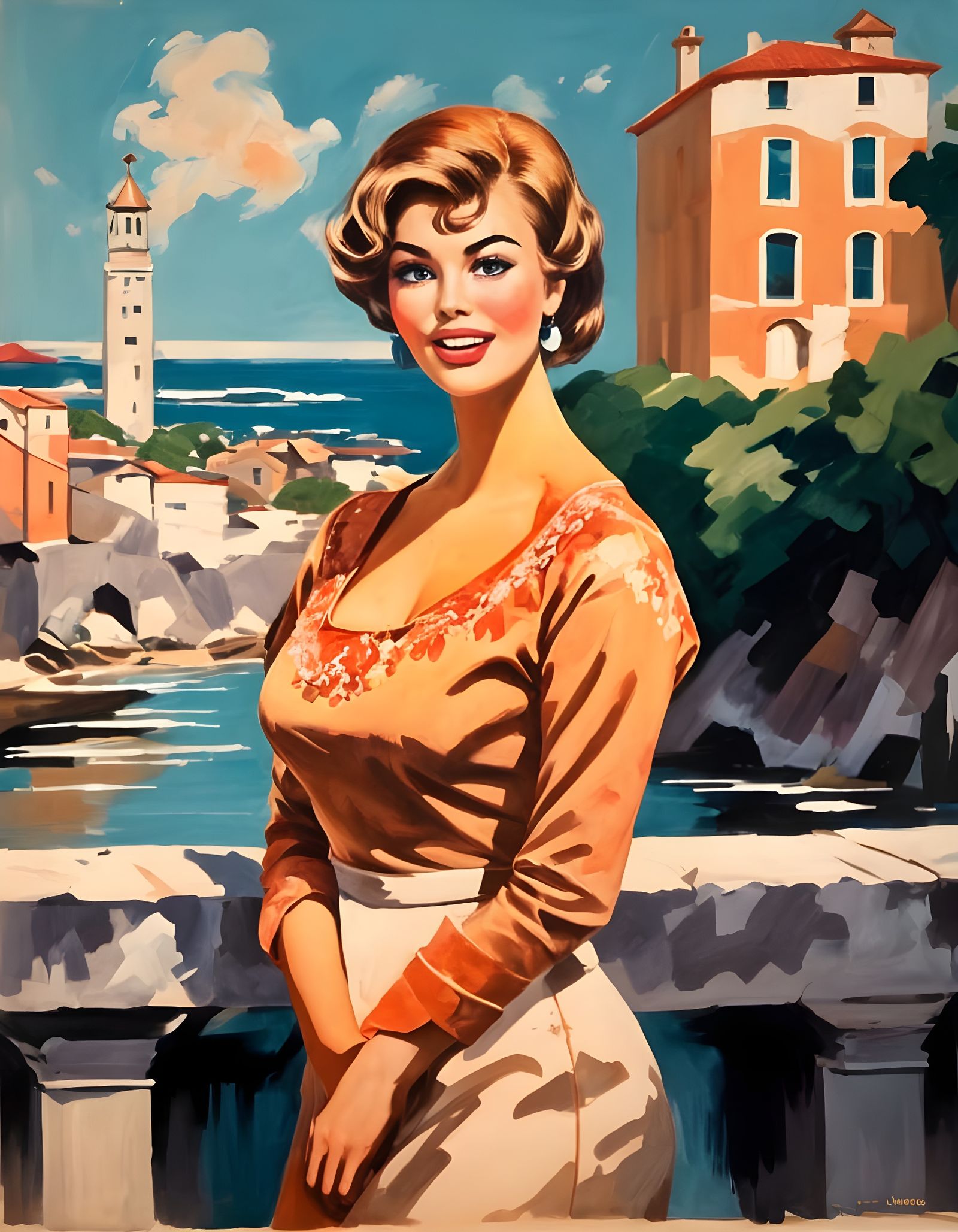 1960s Woman Portrait in Impressionist Style