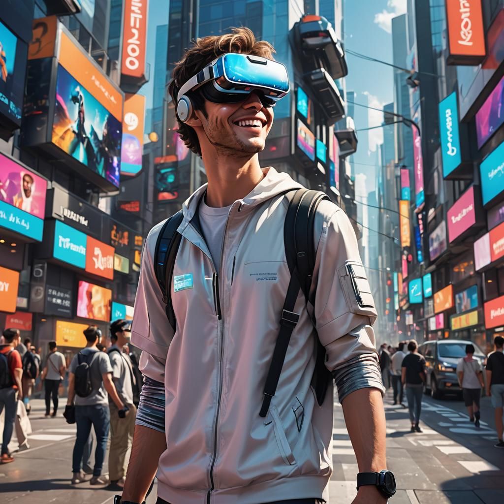 Utopian Future: Young Man with VR Headset