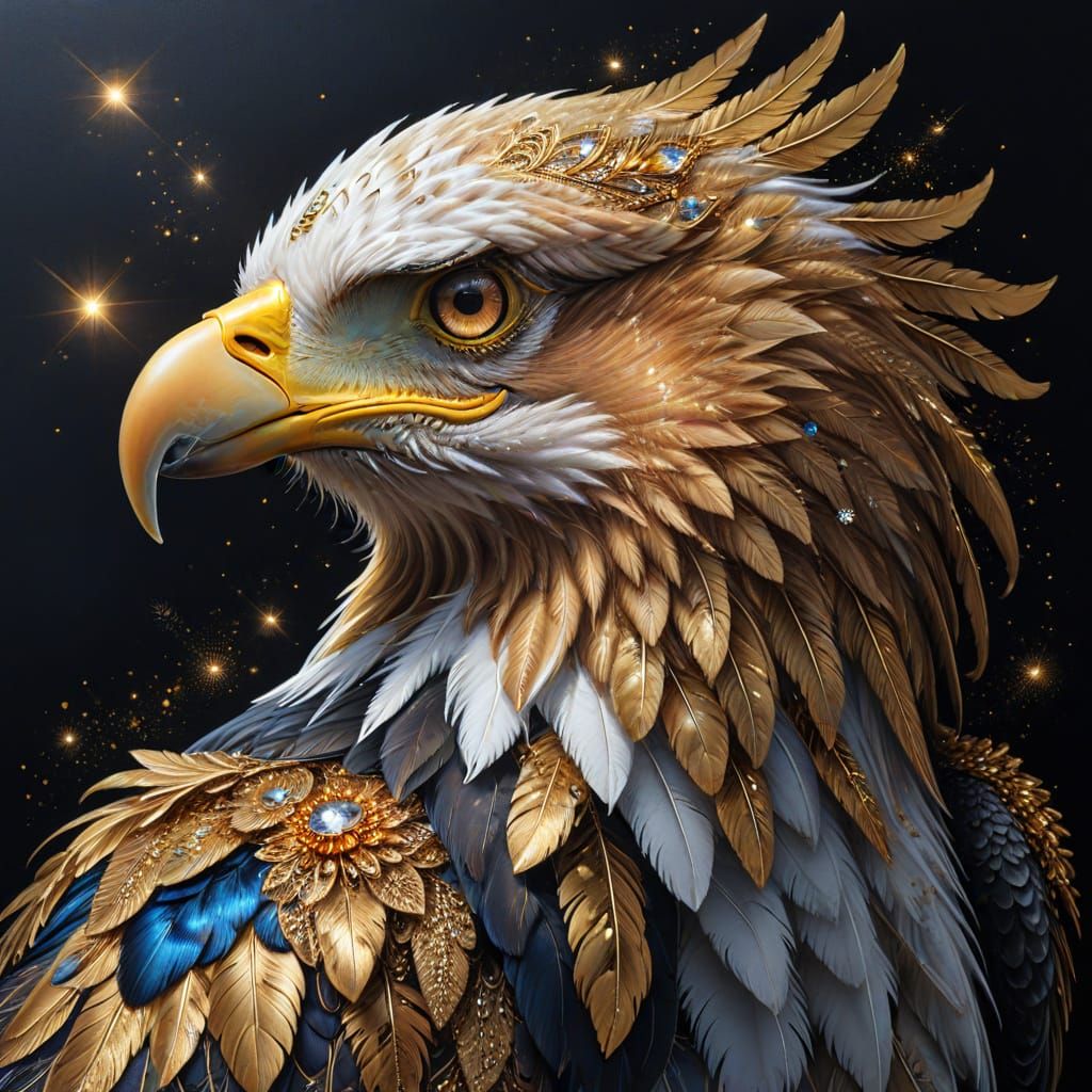 Ethereal Eagle Portrait in Hyperrealistic Fantasy Art
