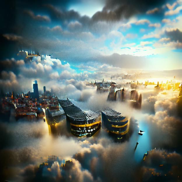 Magnificent City in the Clouds: Hyperrealistic Matte Paintin...