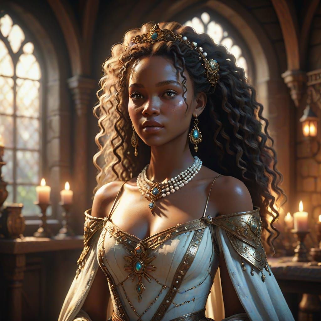 Ethereal Princess in Warm Tudor Ambiance