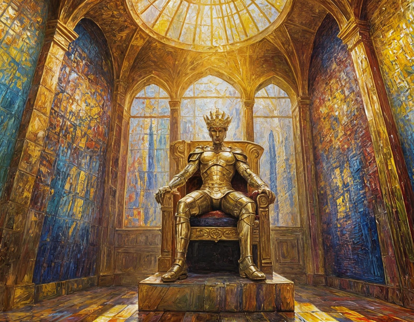 Renowned Warrior in Expressionist Oil Painting