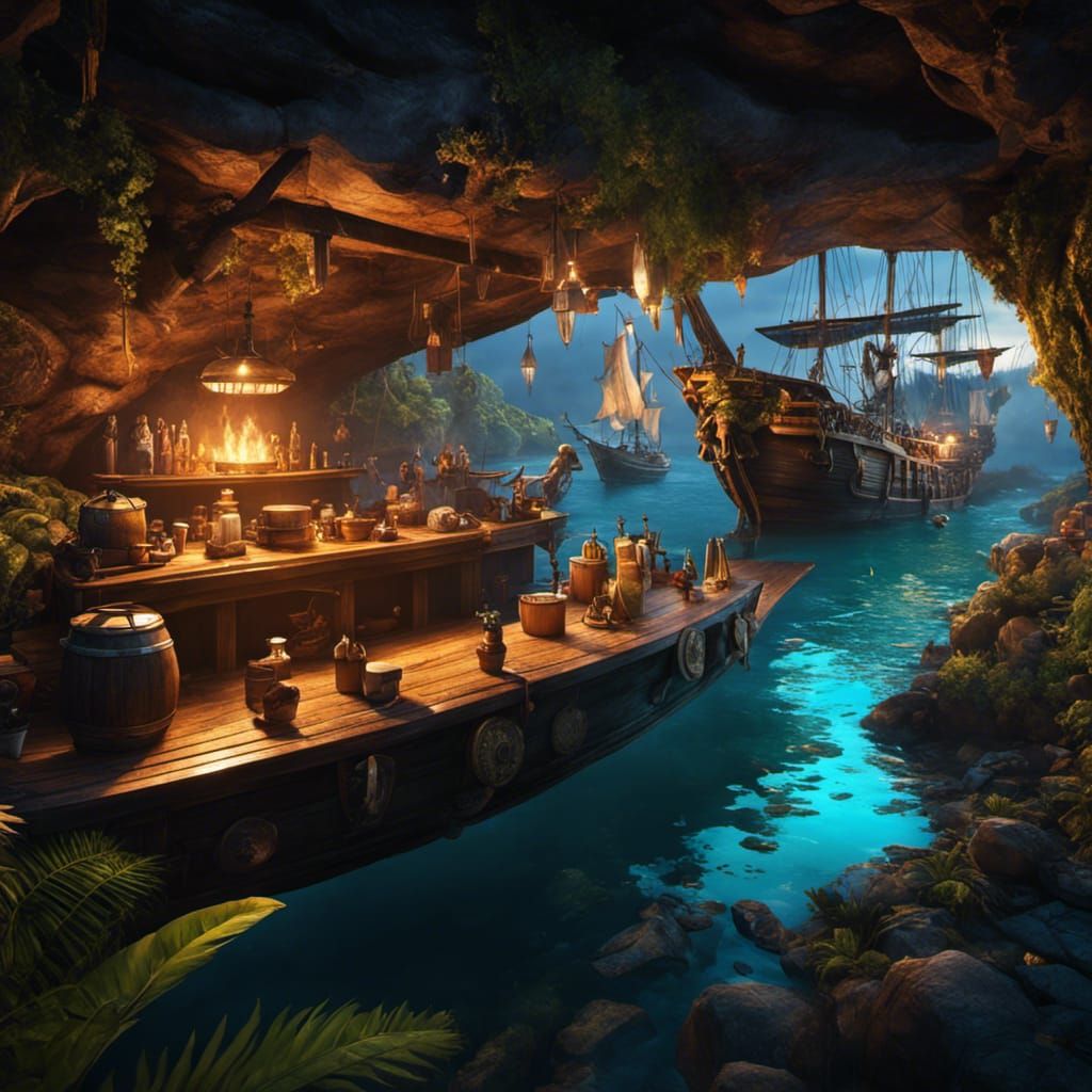 Pirate Cove Hideout: Fantasy Concept Art