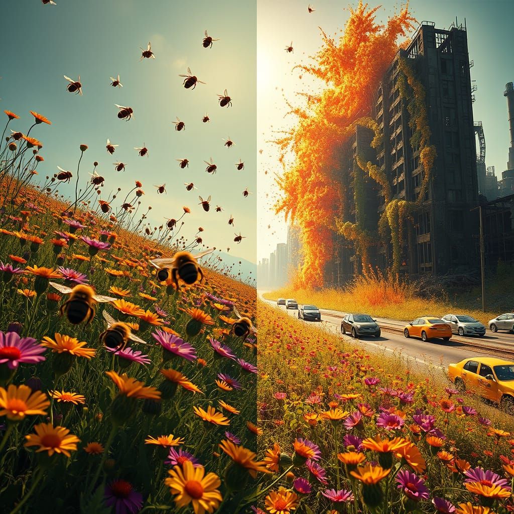 Surreal Wildflower Uprising in Magical Realism Style