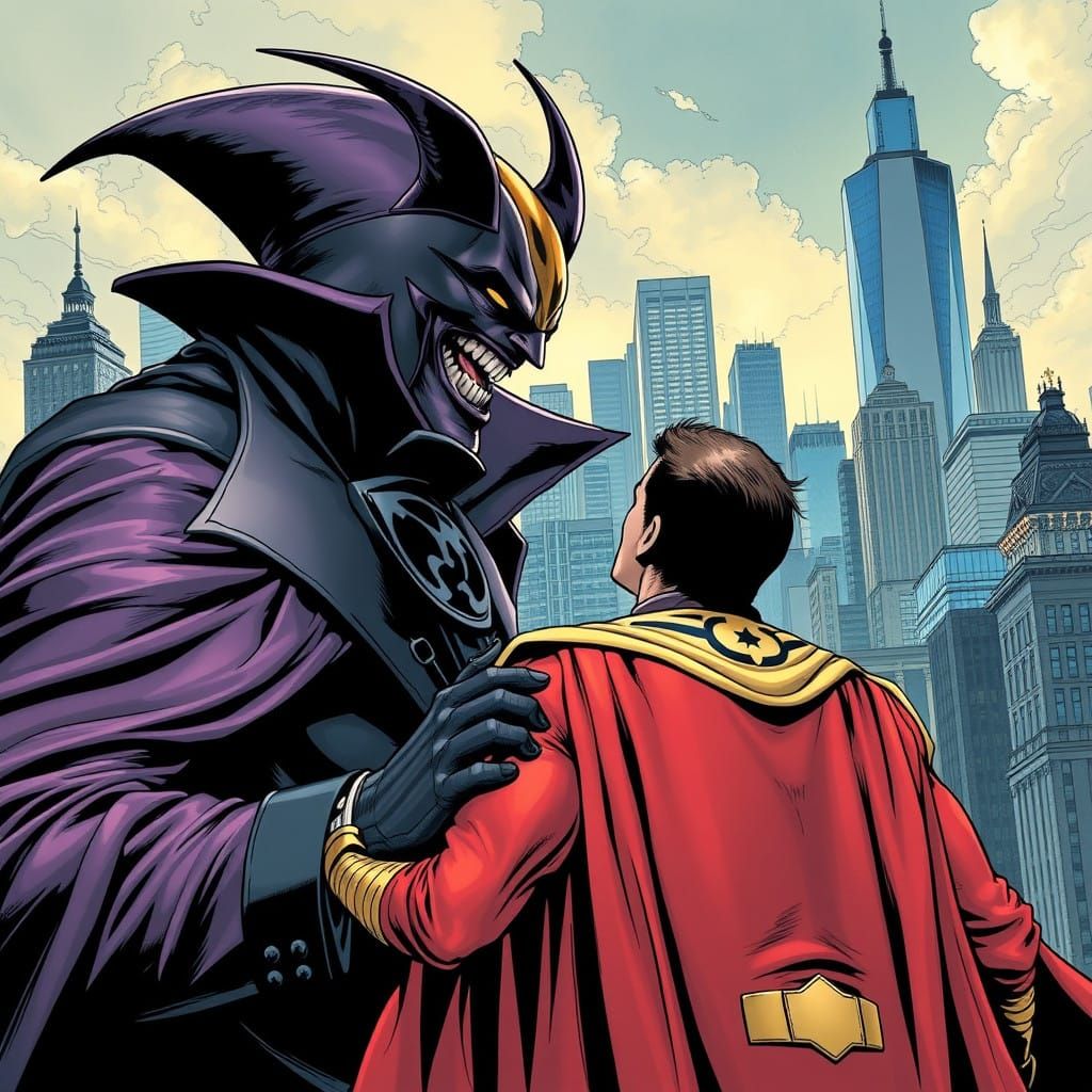 Heroic Battle in a Futuristic Cityscape