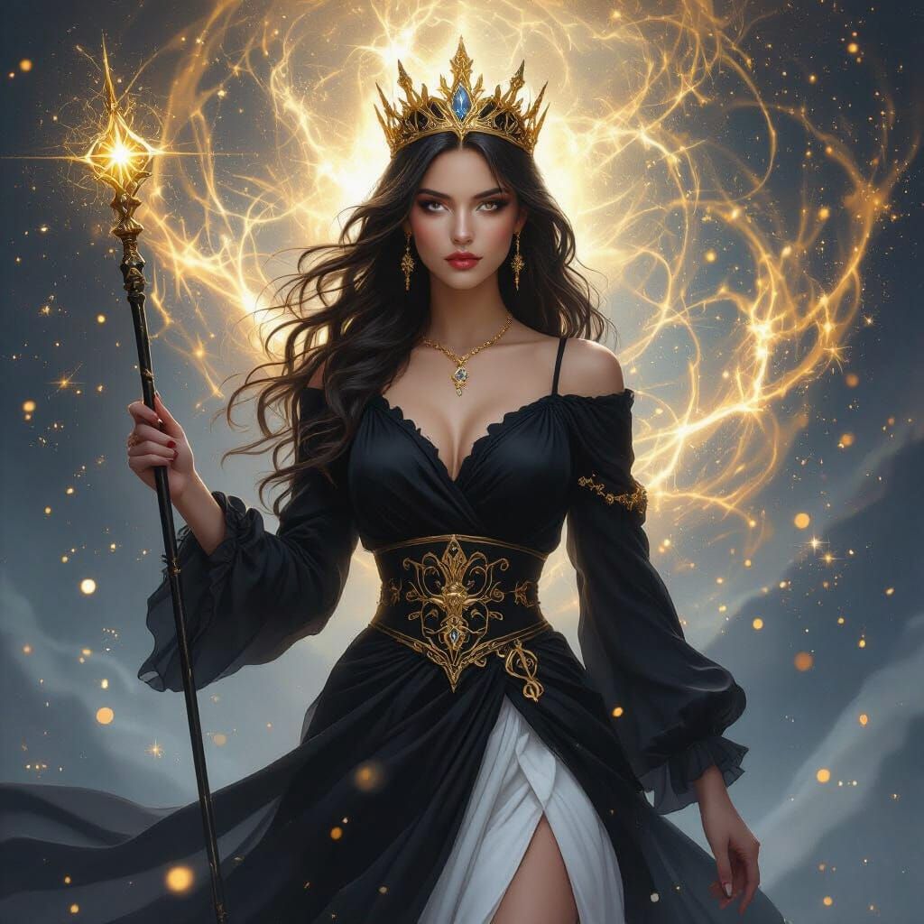 Goddess Kirim in Golden Crown with Wand