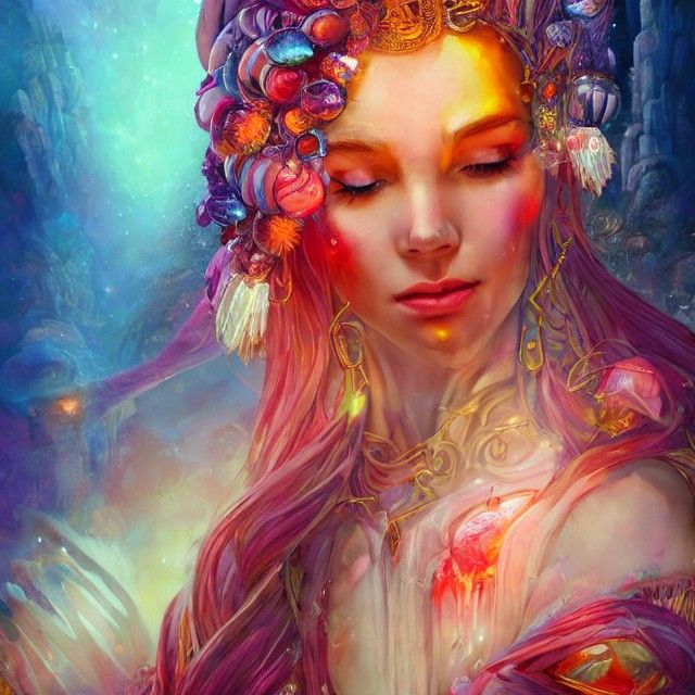 Goddess of Crystal Magic in a Matte Painting