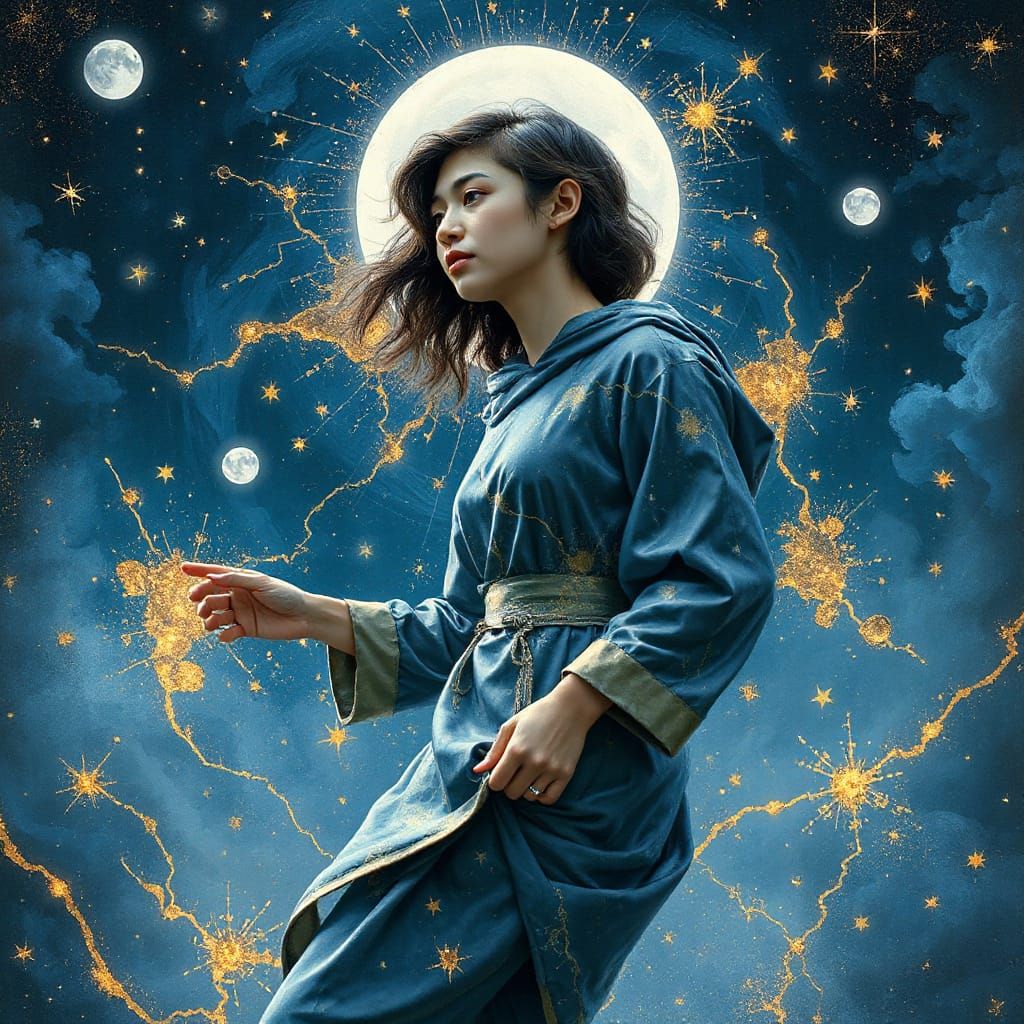 Celestial Mapmaker Charts Galaxies in Dreamlike Surrealism