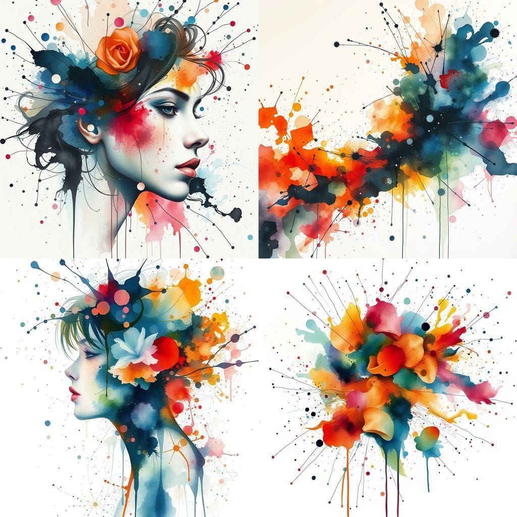 Harmonious Watercolour Fusion of Chaos and Beauty