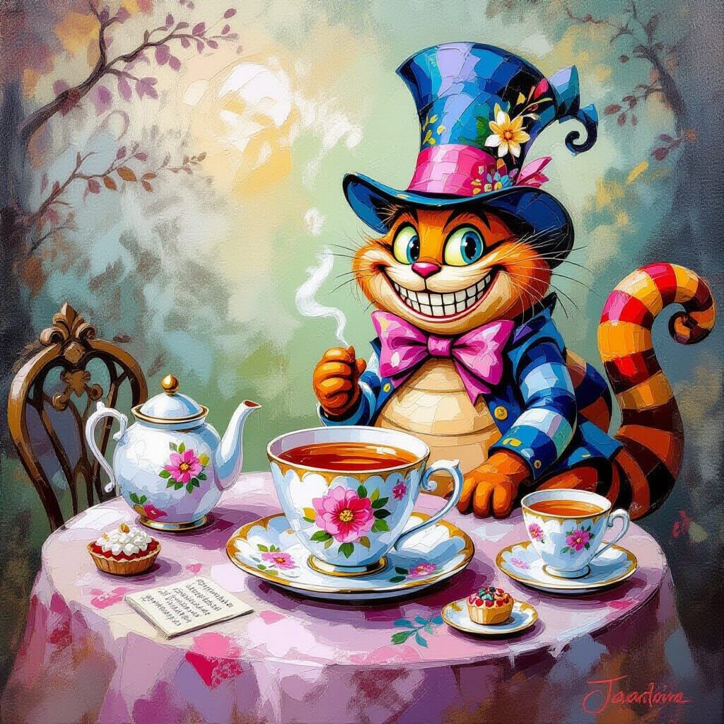 Alice in Wonderland Tea Party Storybook Art