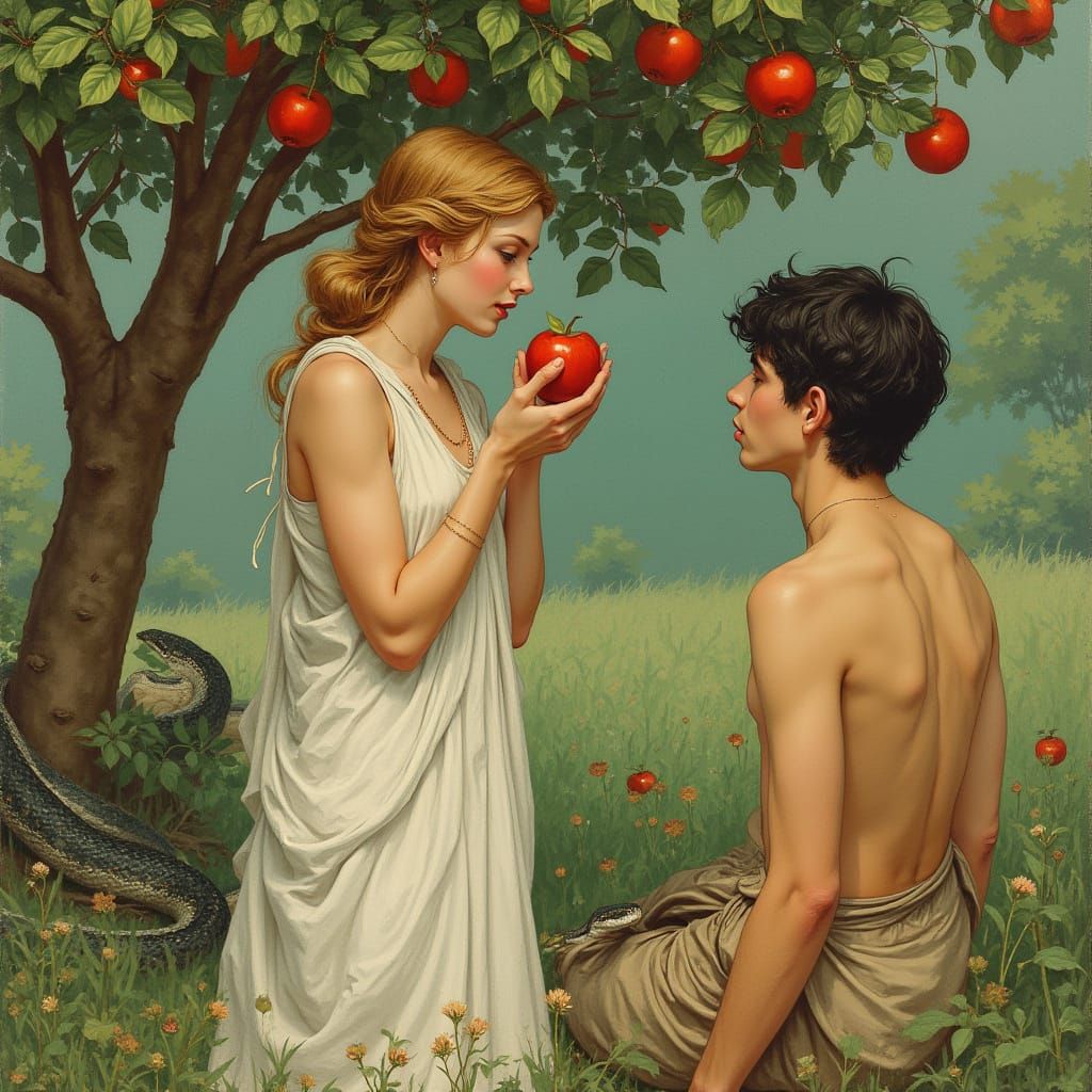 Eden Scene in Art Nouveau Style