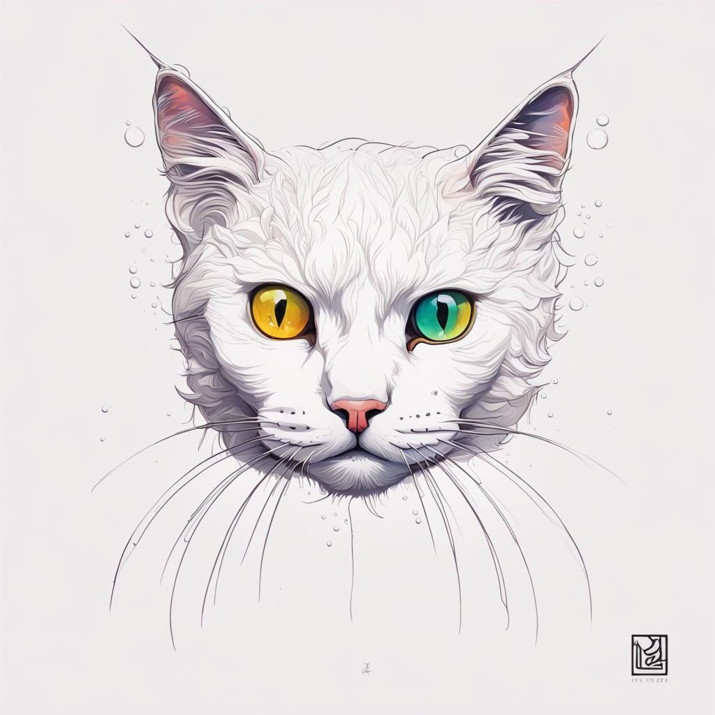 Hyperrealistic Cat Portrait in Splash Art Style