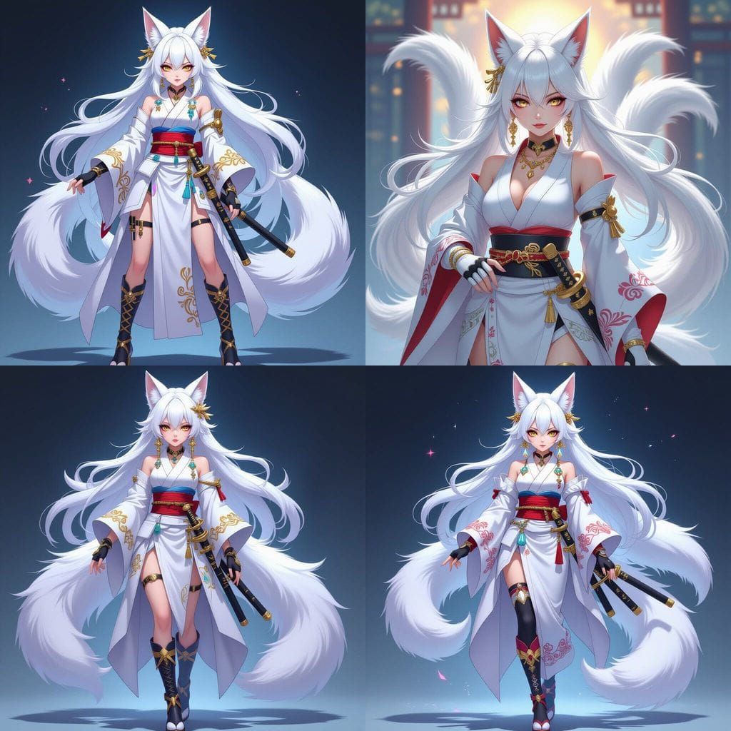 Anime Admiral with Kitsune Ears and Katana