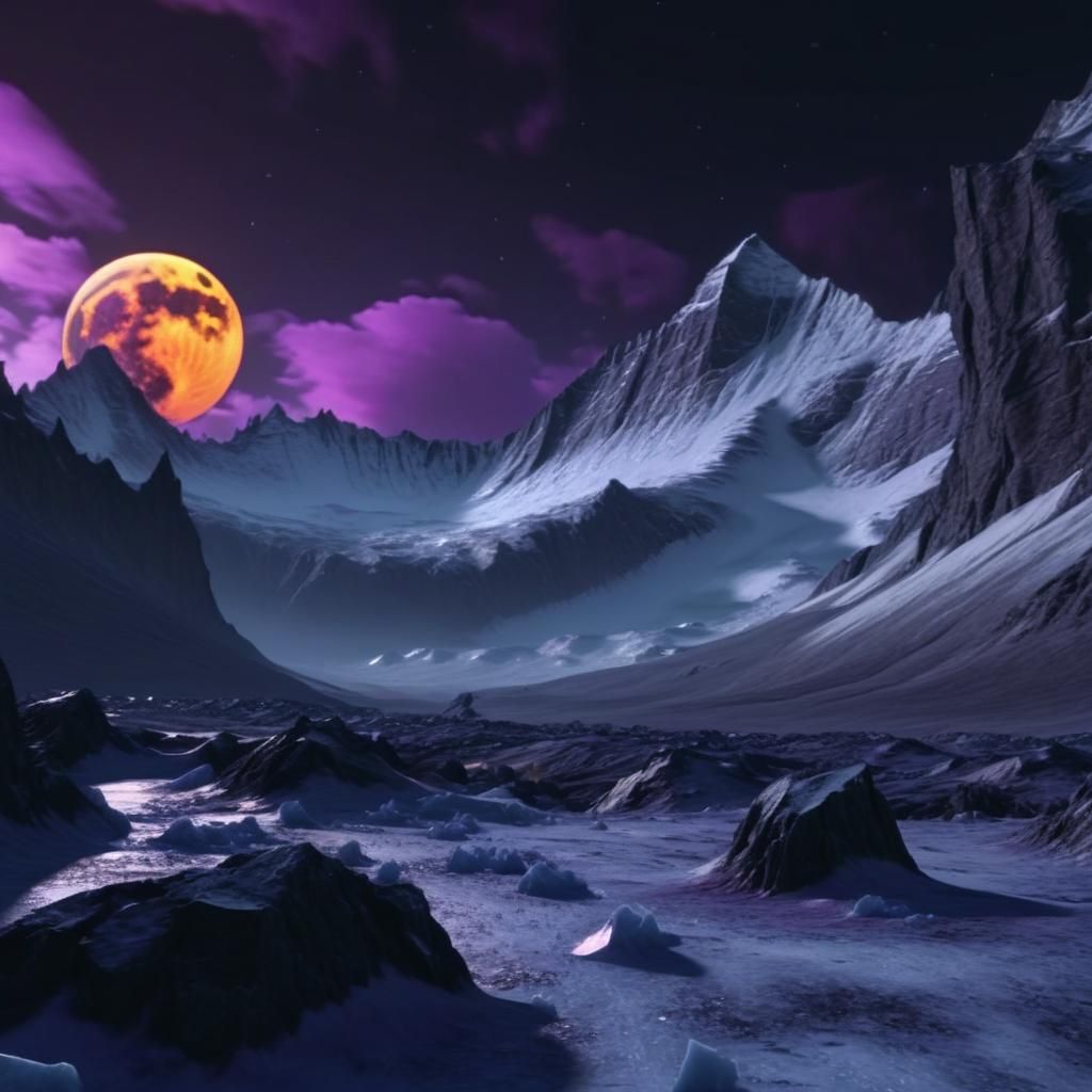 Avalanche Under Black Moon: Dark Fantasy Landscape