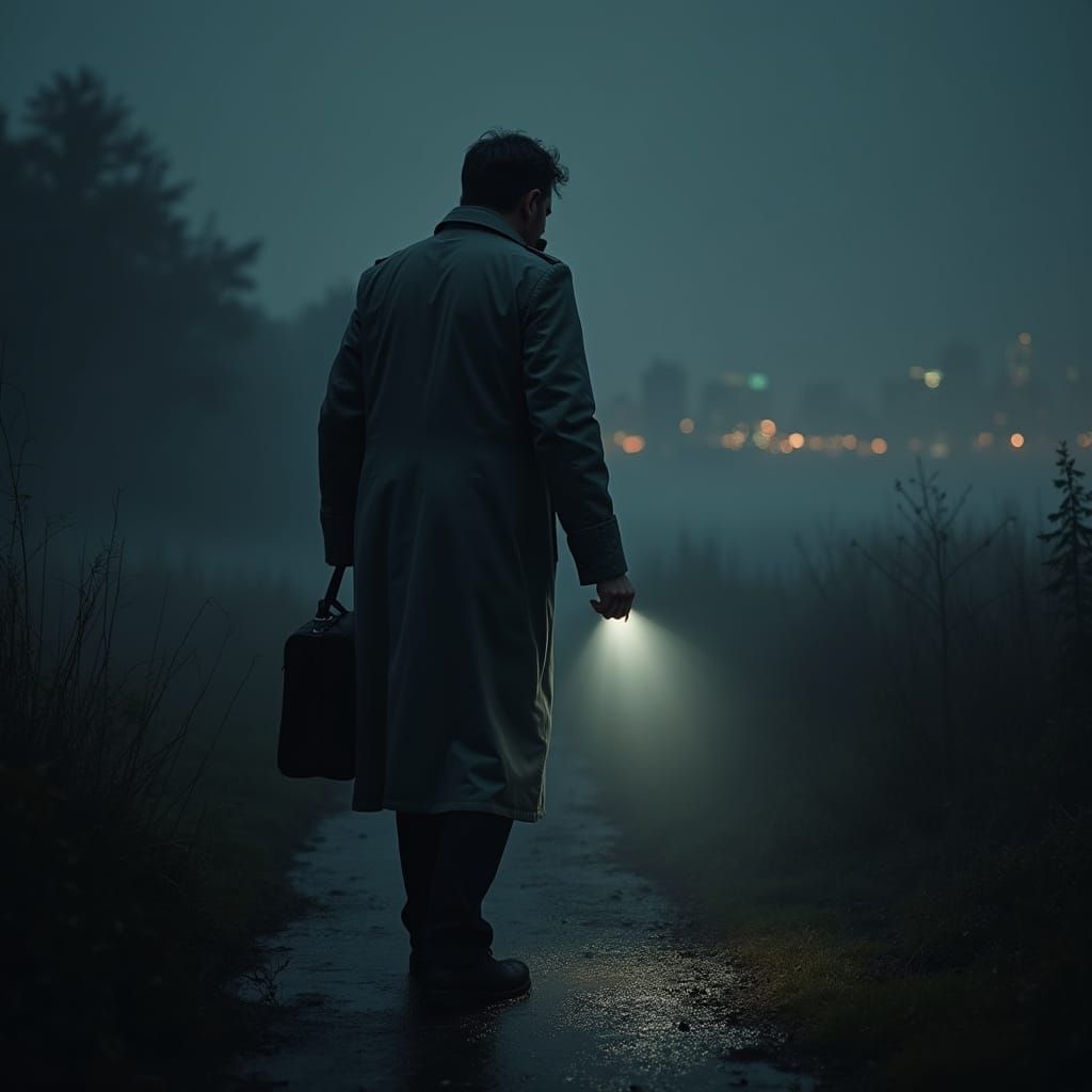 Hyper-Realistic Nighttime Scene in Boston's Fens with a Man ...