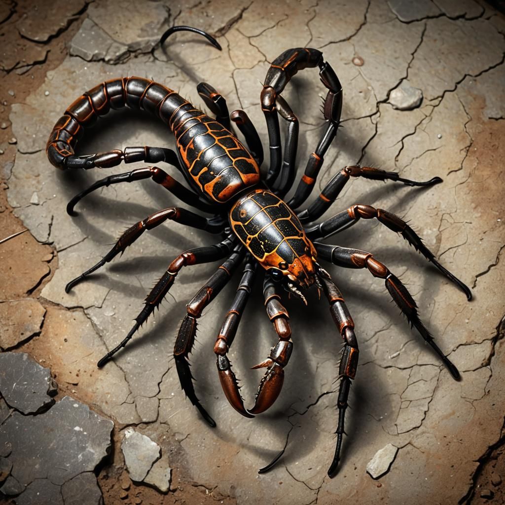 Hyperdetailed Scorpion Arachnid Hunter in Airbrush Style