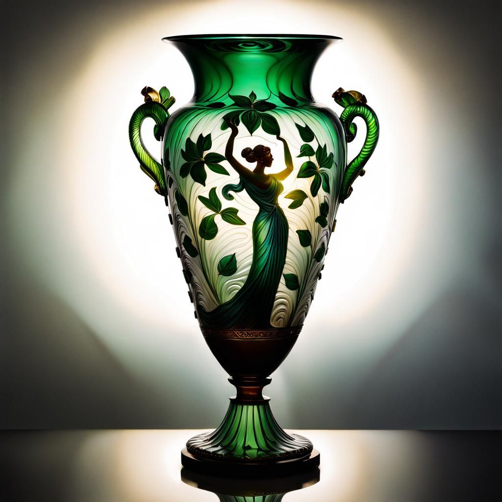 Phoenician Art Deco Vase with Woman