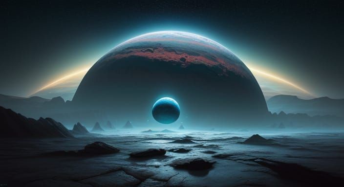 Alien Planet Concept Art with Explorer