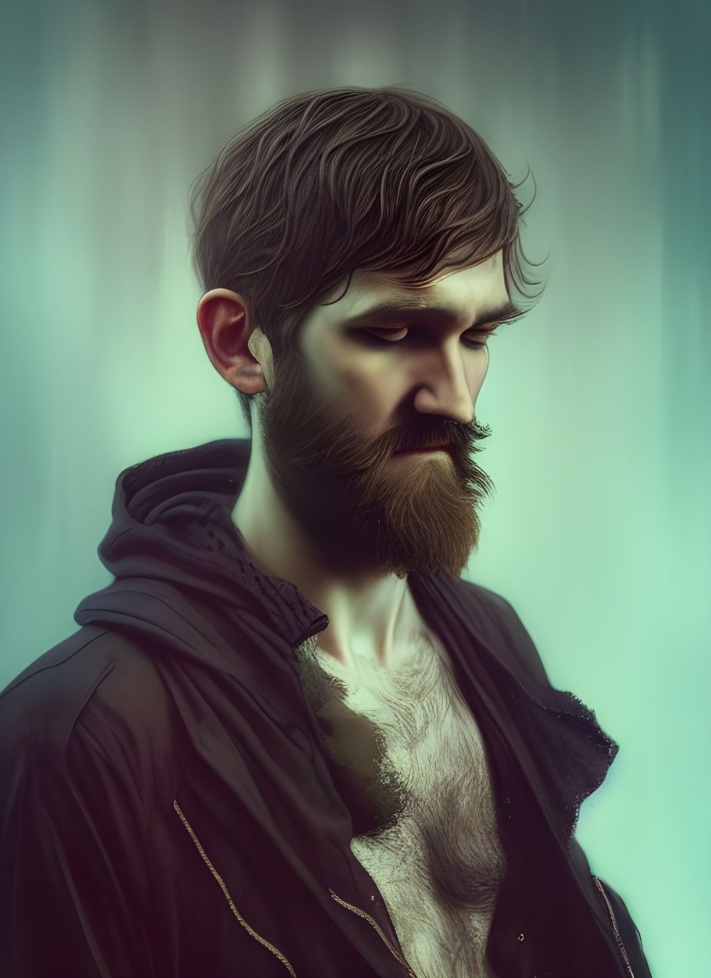 Bo Burnham Portrait in Cyberpunk Style