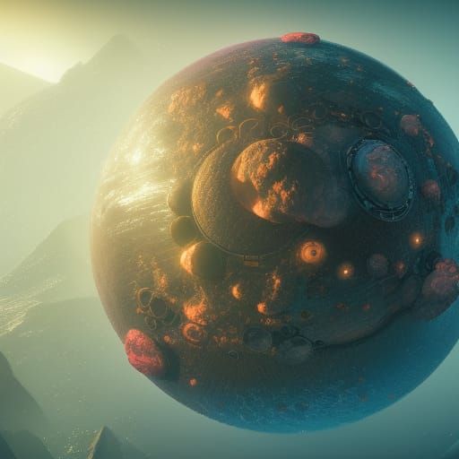 City on Asteroid: Detailed Matte Painting