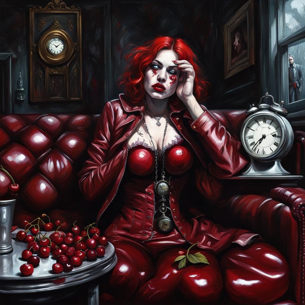 melting into a cherry couch