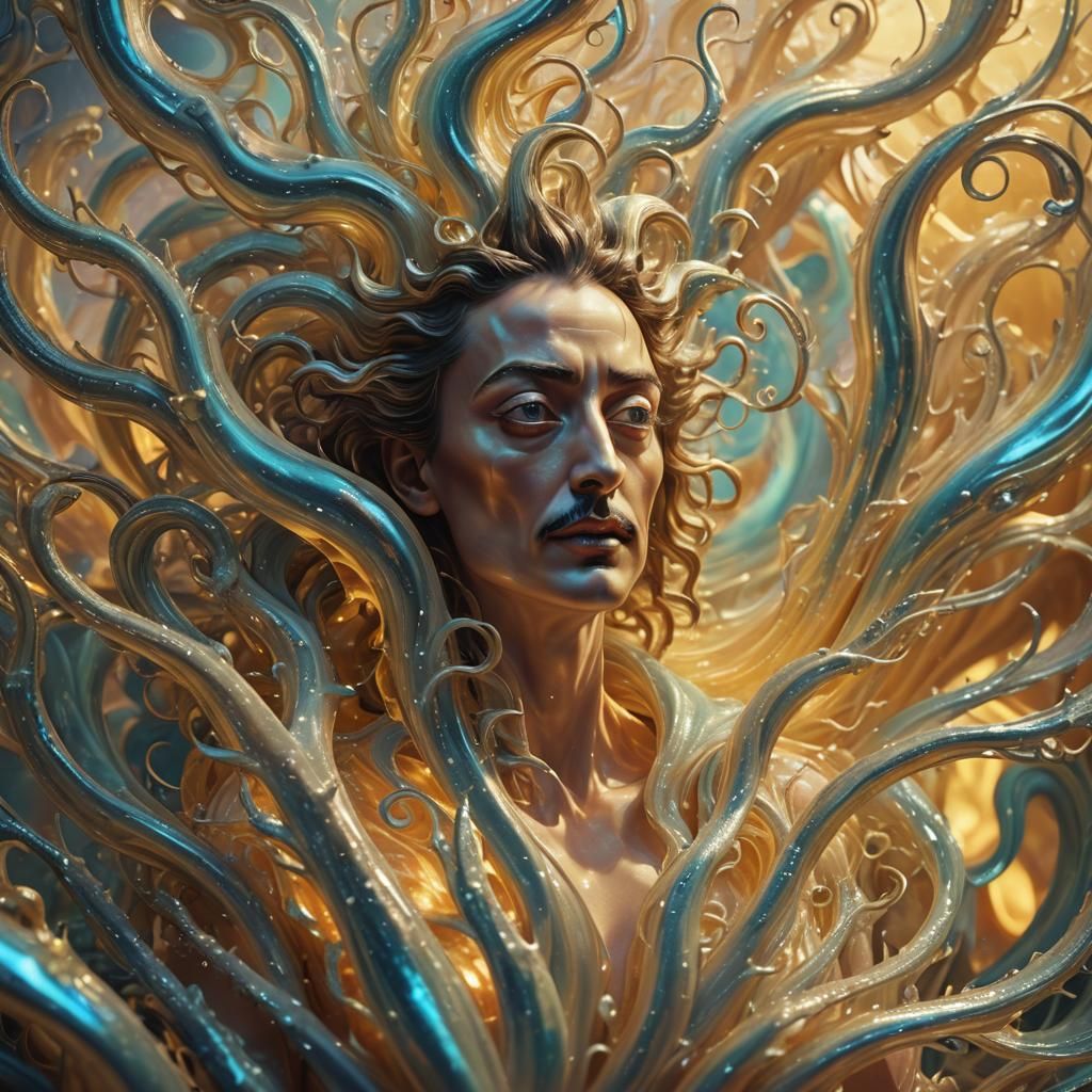 Surreal Creature Emerges from Vortex in Dreamlike Colors