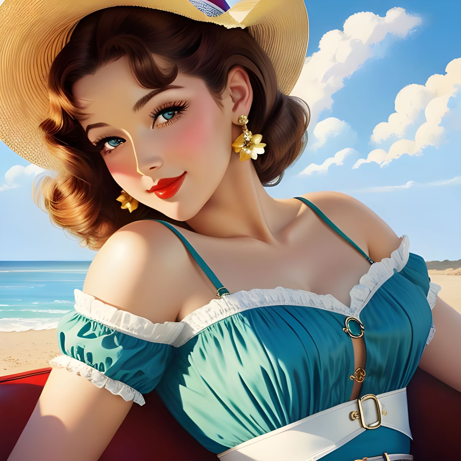 Radiant Portrait in Pin-Up Style