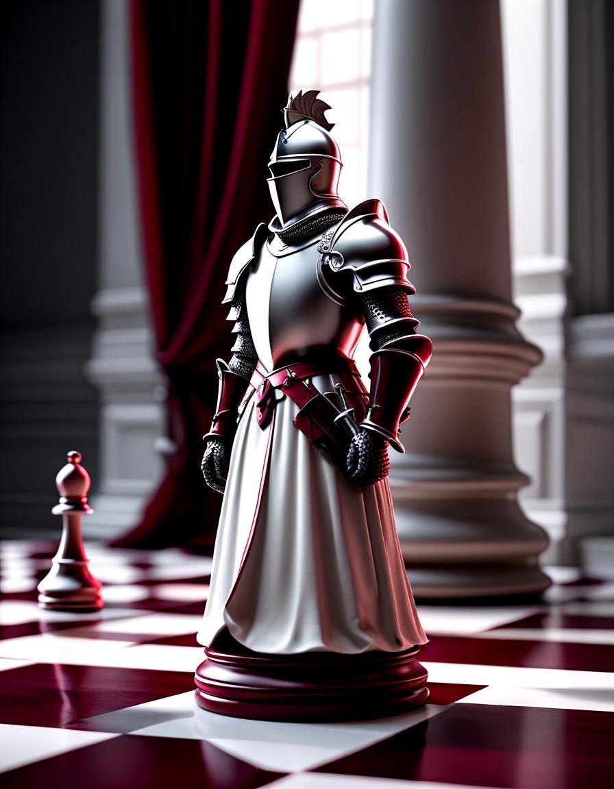 Hyperrealistic White Knight Chess Piece in 3D