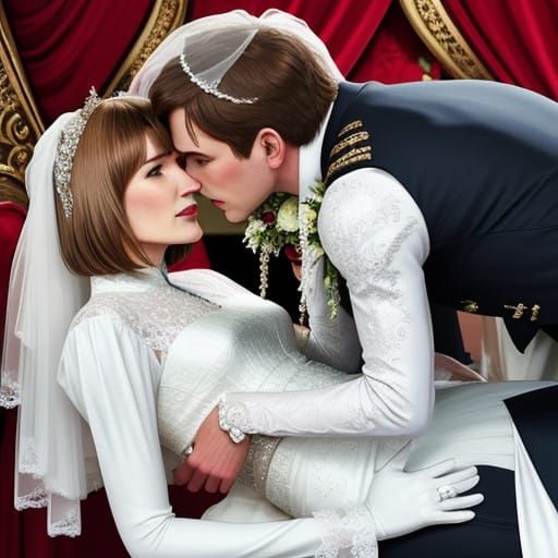 Celebrity Wedding Kiss in White Boots