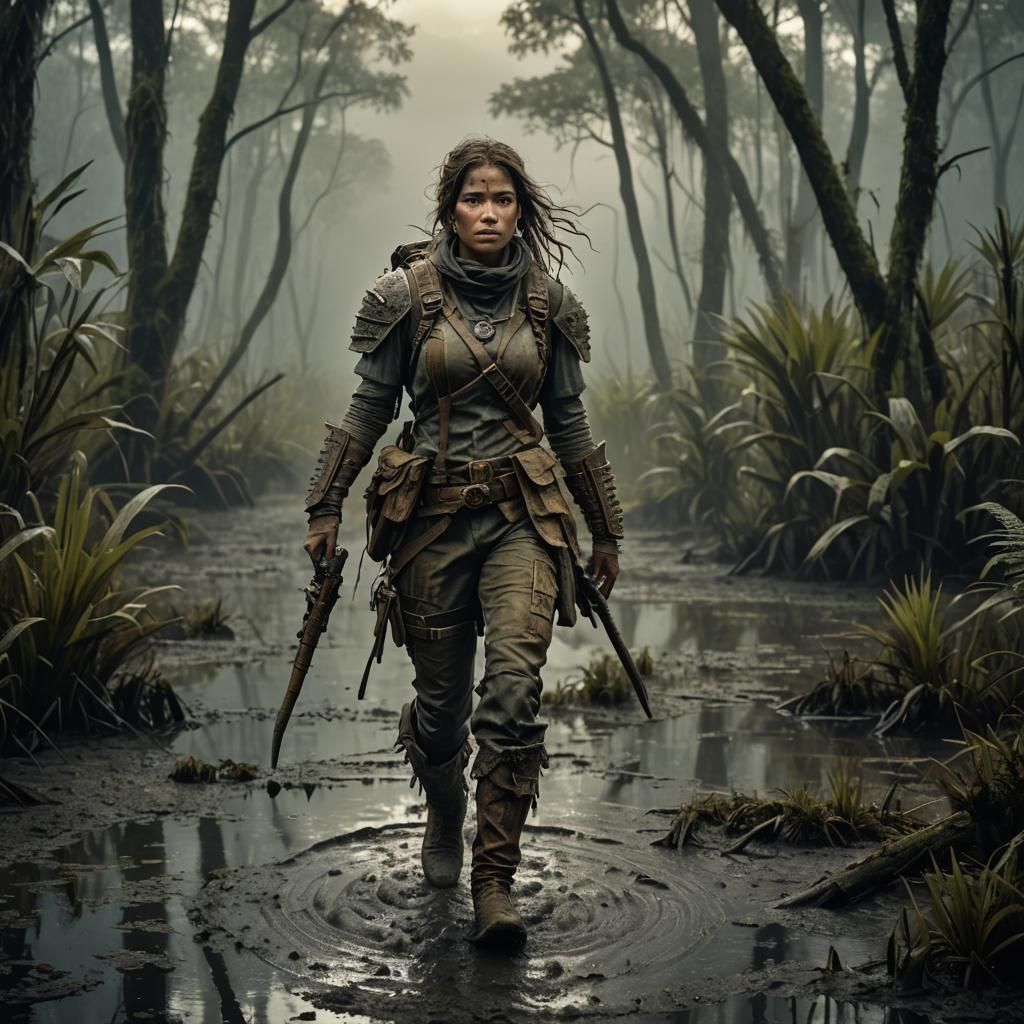 Brave Adventurer Lost in Misty Swamp