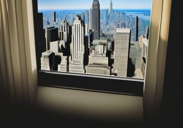 window view of spiderman new york skyline