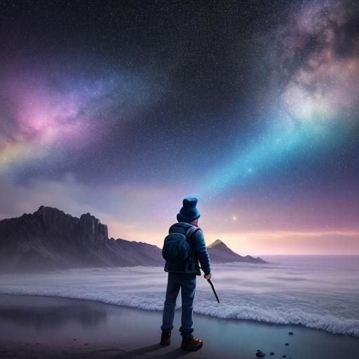 Artist Draws 'Noara' in Rainbow Stars: 3D Illustration