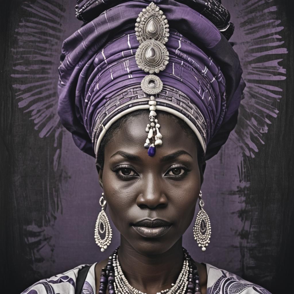 Nigerian Woman Portrait in Duotone Emerging from Darkness