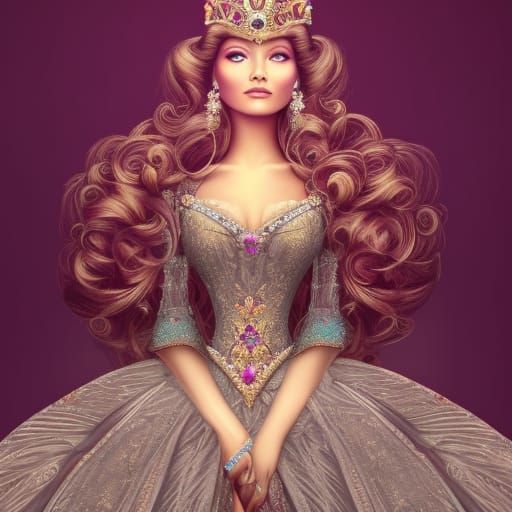 Beautiful Princess with Confident Expression in Matte Painti...